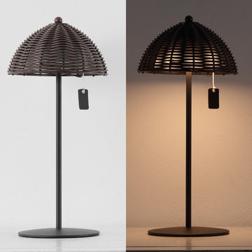 Tilly 12.75" Modern Coastal Indoor/Outdoor Wicker Shade Rechargeable/Cordless Dimmable Integrated LED Table Lamp